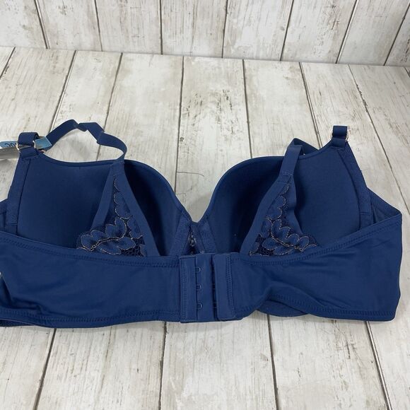 Maidenform Push Up Plunging Neck Line, Underwire Bra DM9900 Sz 40C Navy  & Gold - Picture 6 of 7